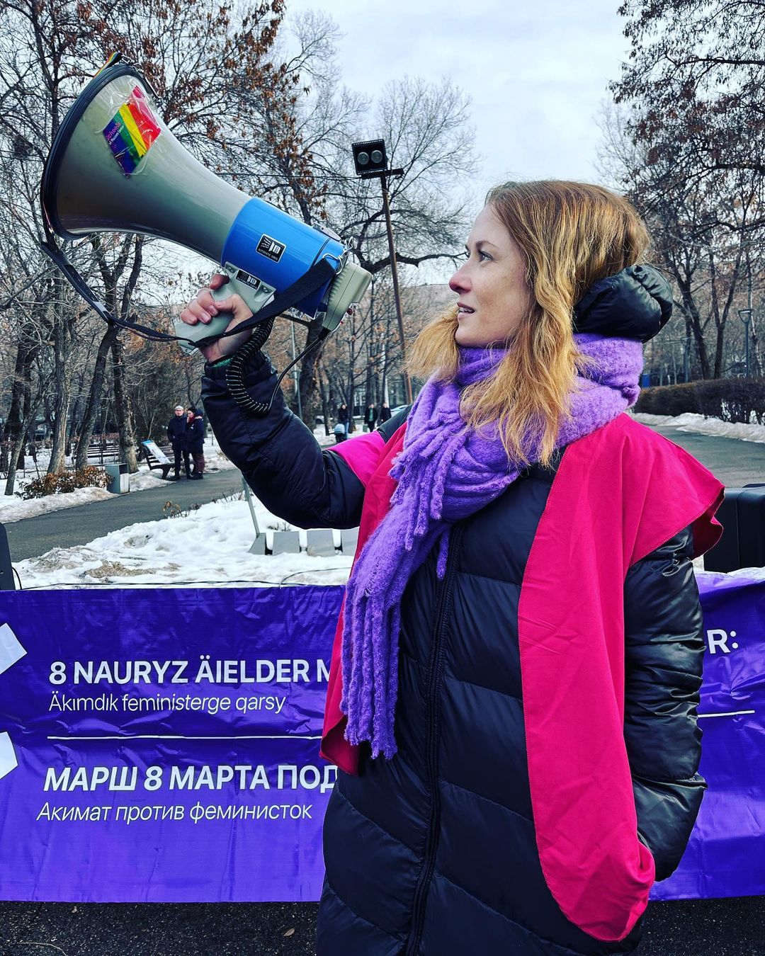 В Алматы прошел митинг за право проведения женского марша 8 марта